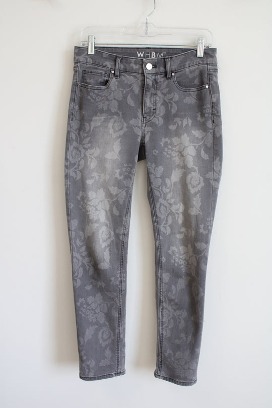 White House Black Market Gray Floral Slim Ankle Jean | 4