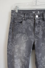 White House Black Market Gray Floral Slim Ankle Jean | 4