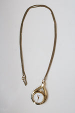 Sutton Vintage Gold Finish Analog Watch Necklace