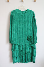 Pierre Labiche Pleated Layered Green Long Sleeved Dress | 14