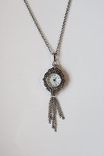 Rumors Silver Tassel Analog Clock Necklace