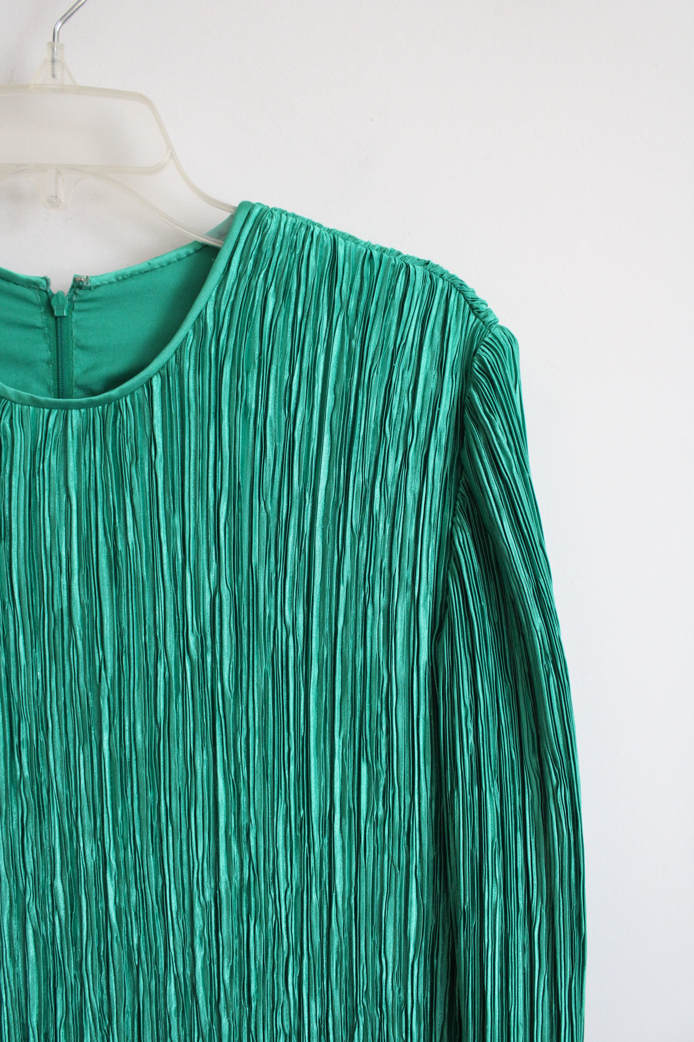 Pierre Labiche Pleated Layered Green Long Sleeved Dress | 14