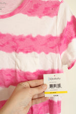 NEW Relativity Cotton Pink and White Tie Dye Striped T-shirt | M