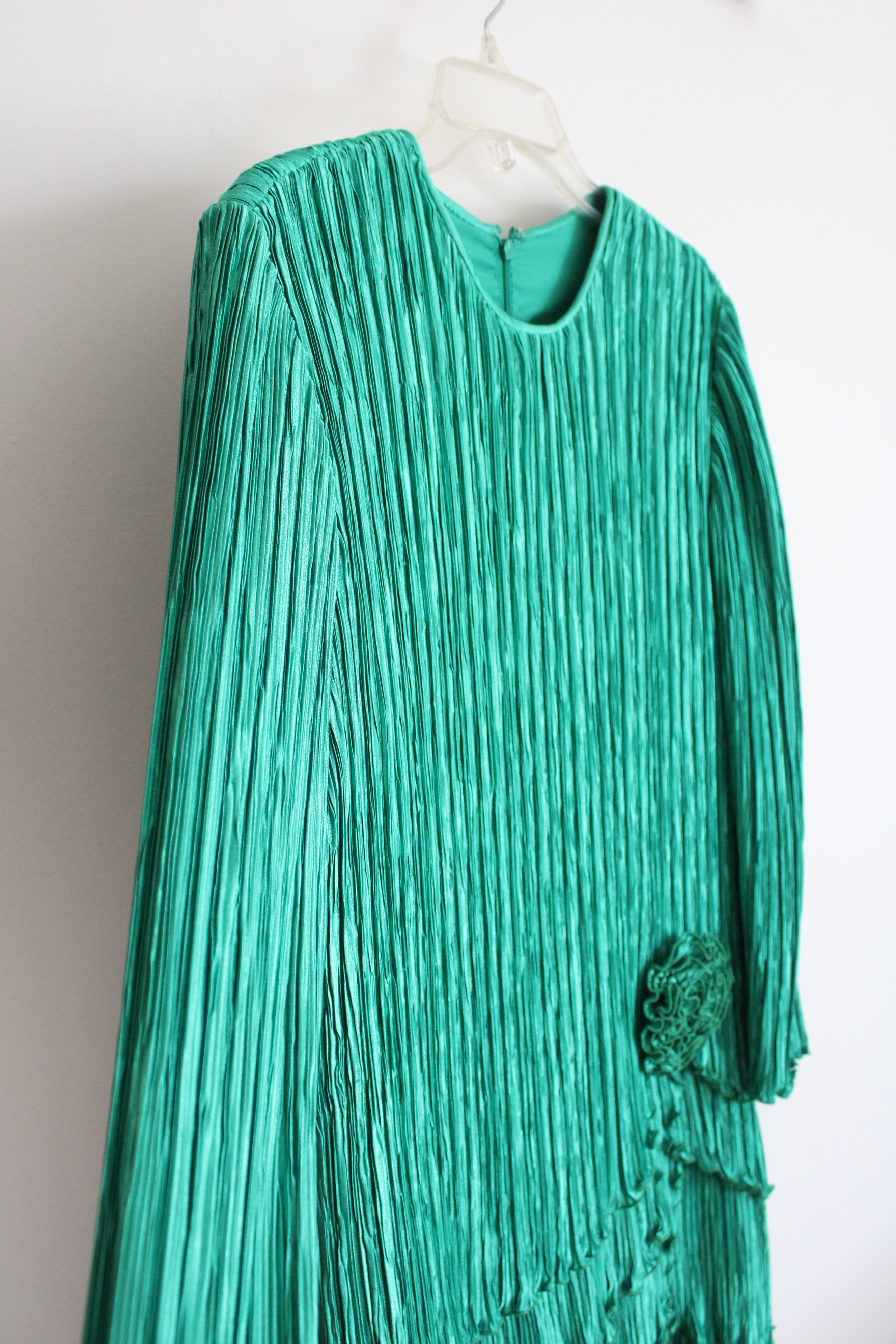 Pierre Labiche Pleated Layered Green Long Sleeved Dress | 14