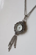 Rumors Silver Tassel Analog Clock Necklace