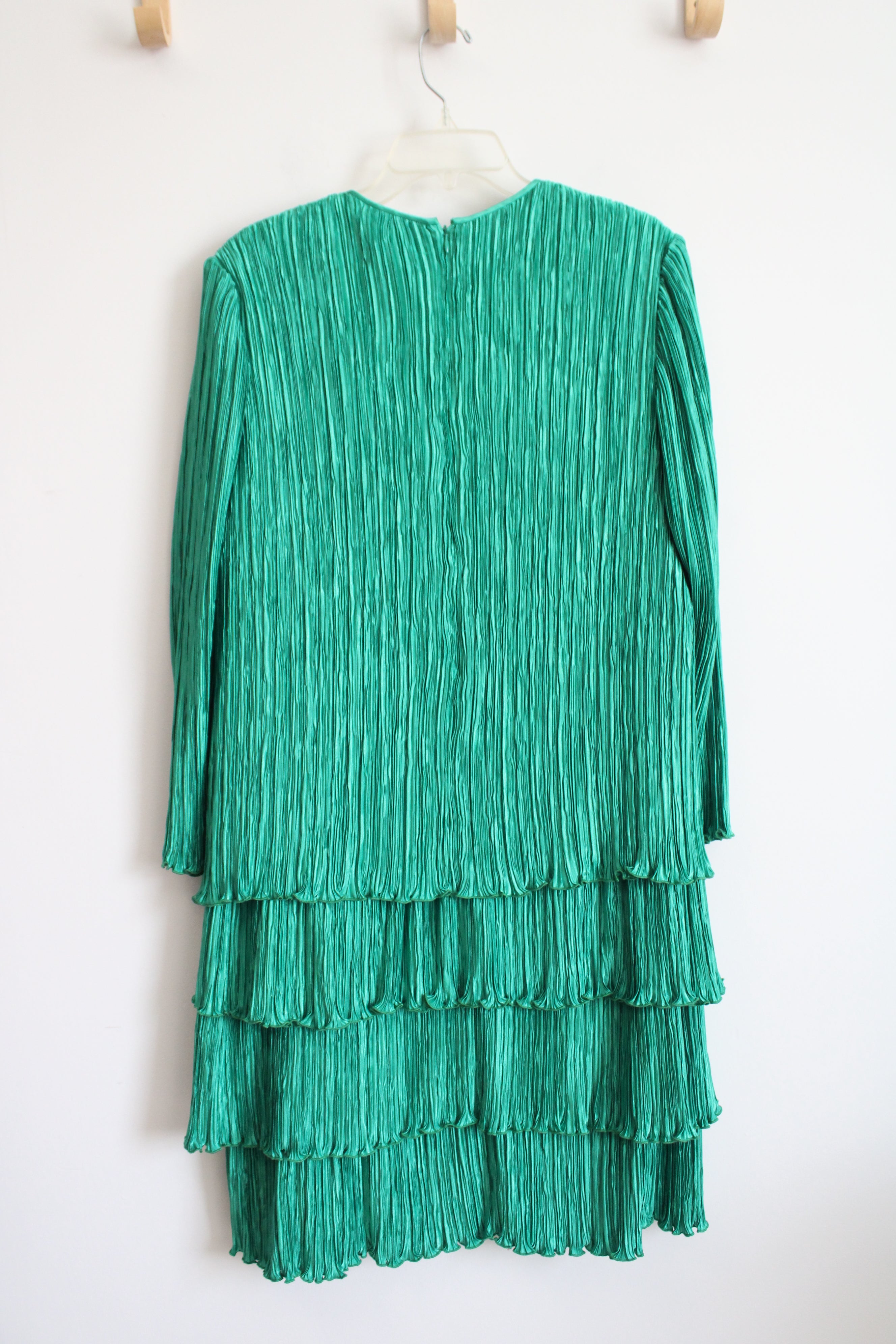 Pierre Labiche Pleated Layered Green Long Sleeved Dress | 14