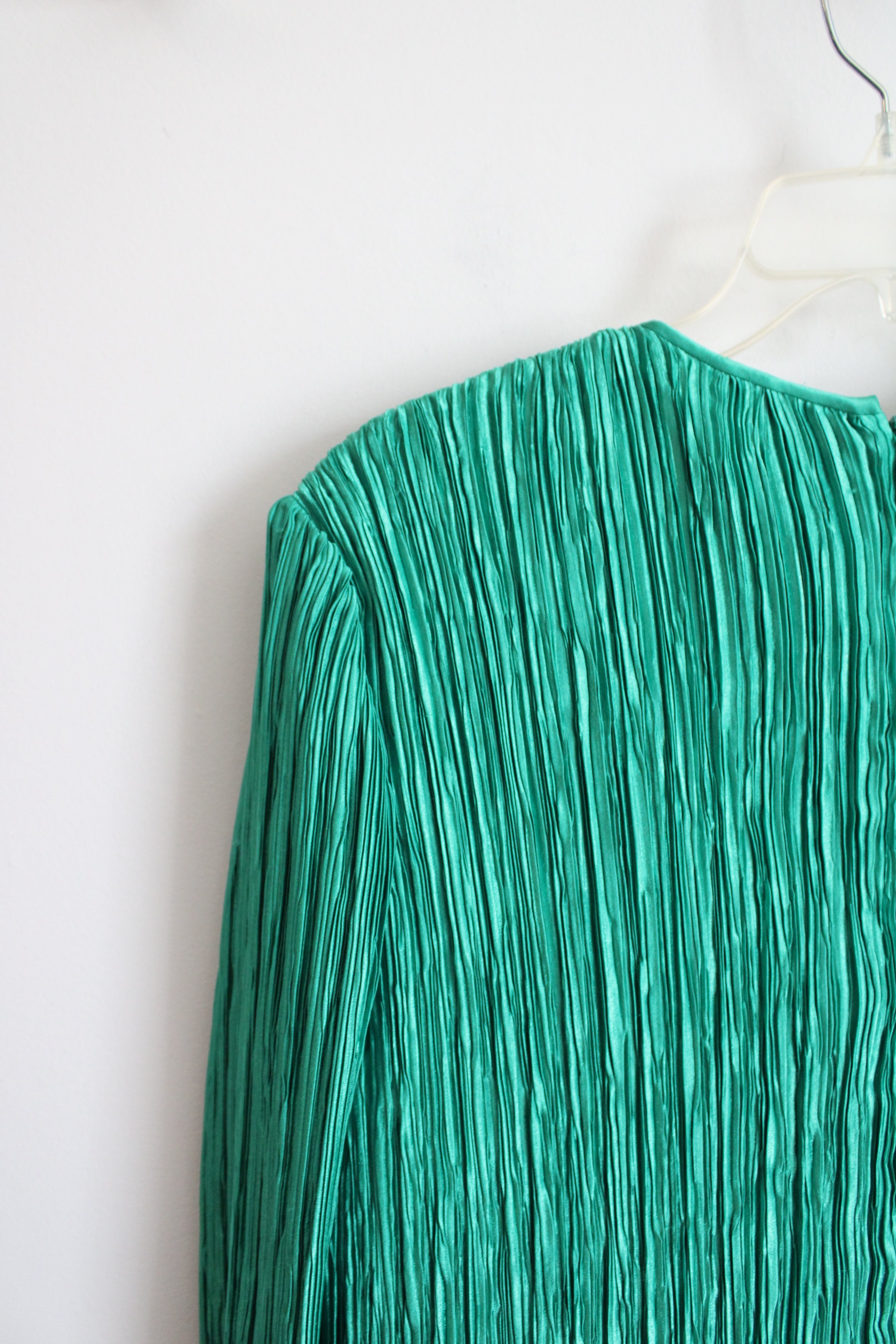 Pierre Labiche Pleated Layered Green Long Sleeved Dress | 14