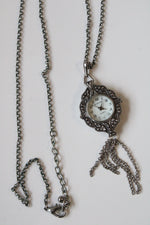 Rumors Silver Tassel Analog Clock Necklace