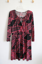 LuLaRoe Black & Pink Patterned Long Sleeved Dress | XL