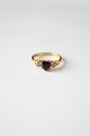 Garnet Heart Solitaire Vermeil Over Sterling Ring | Size 8
