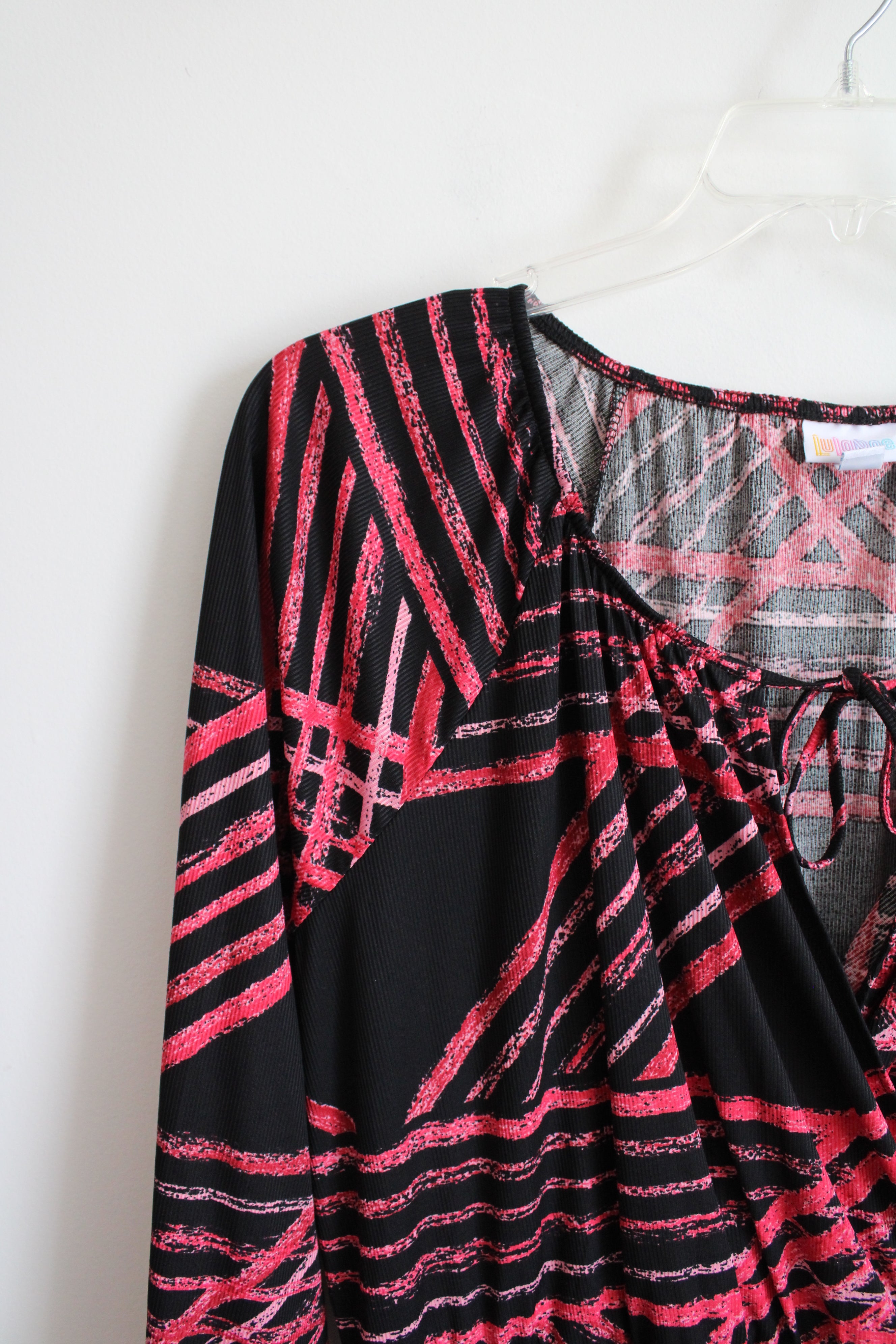 LuLaRoe Black & Pink Patterned Long Sleeved Dress | XL