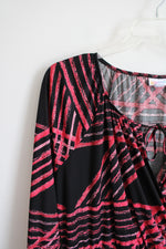 LuLaRoe Black & Pink Patterned Long Sleeved Dress | XL