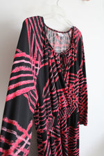 LuLaRoe Black & Pink Patterned Long Sleeved Dress | XL
