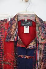 Bonnie Bayton Vintage Red Patterned Rayon Shirt & Skirt Set | S