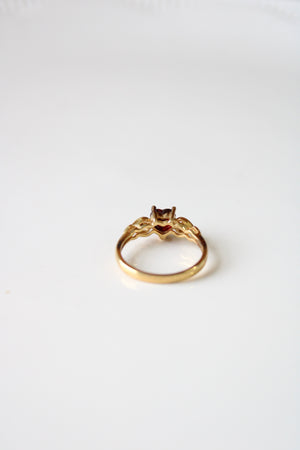 Garnet Heart Solitaire Vermeil Over Sterling Ring | Size 8