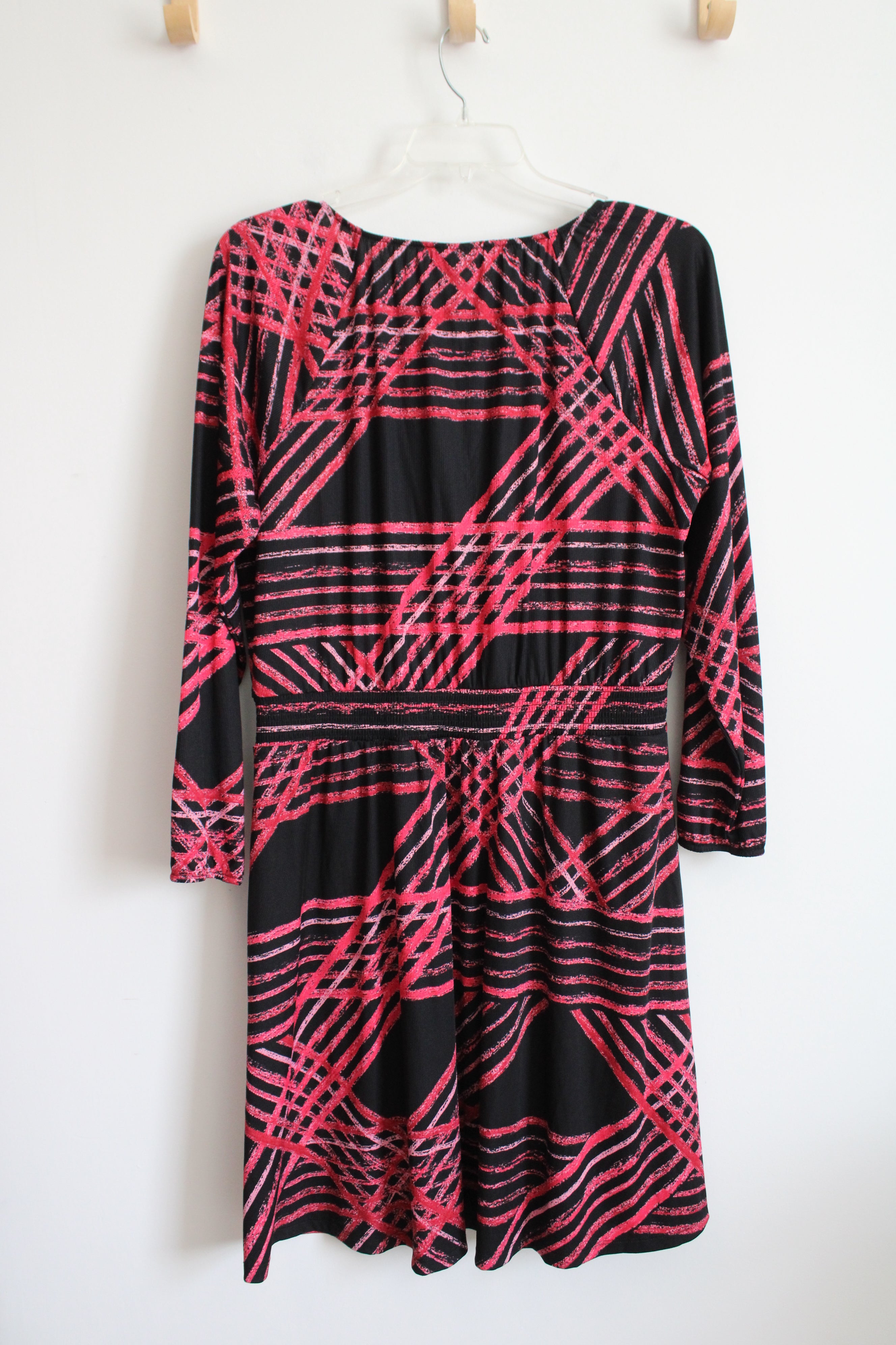 LuLaRoe Black & Pink Patterned Long Sleeved Dress | XL
