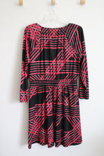 LuLaRoe Black & Pink Patterned Long Sleeved Dress | XL