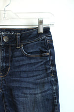 American Eagle Outfitters Dark Wash Distressed Skinny Denim Shorts | 0