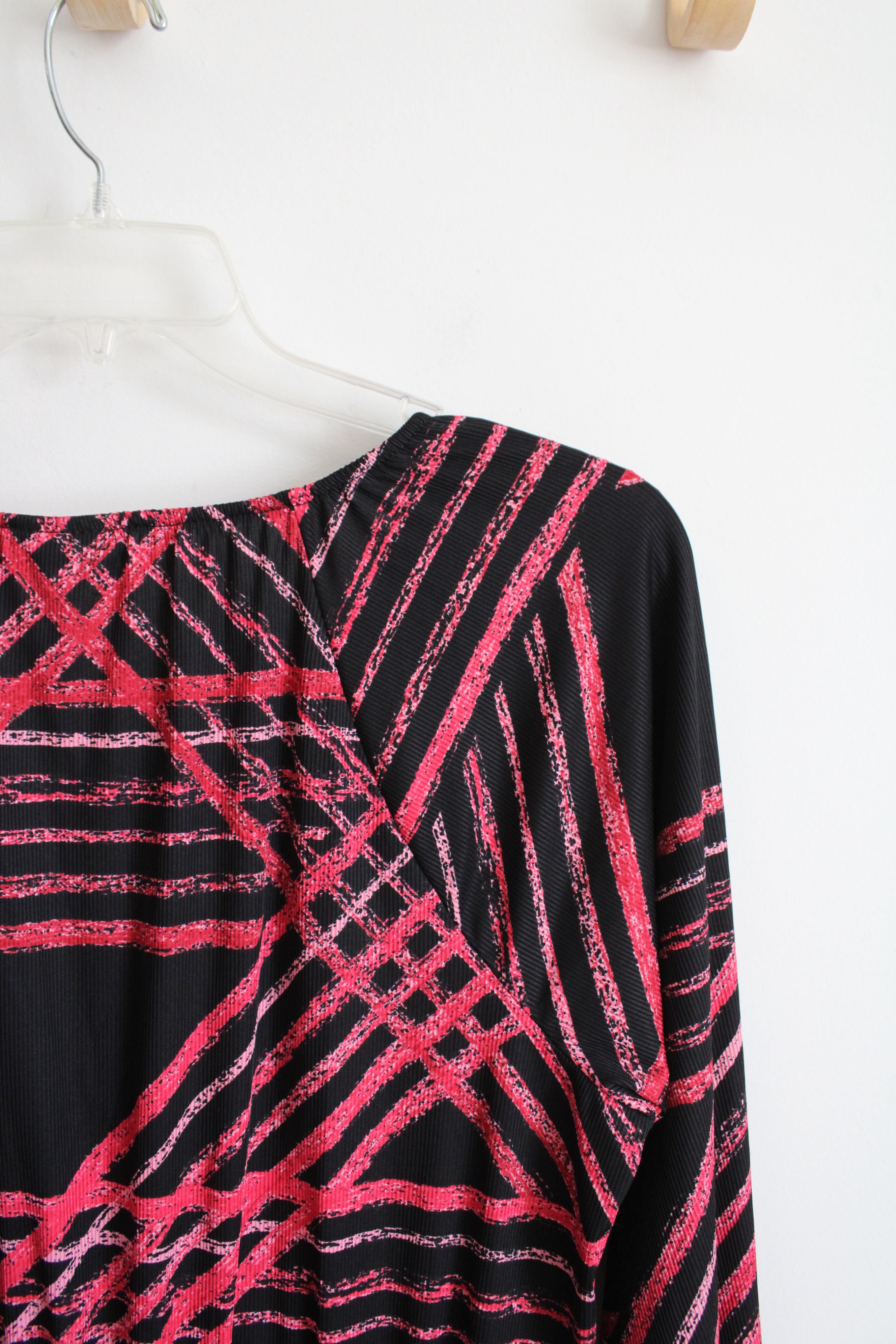 LuLaRoe Black & Pink Patterned Long Sleeved Dress | XL