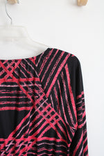 LuLaRoe Black & Pink Patterned Long Sleeved Dress | XL