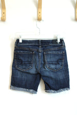 American Eagle Outfitters Dark Wash Distressed Skinny Denim Shorts | 0
