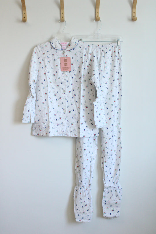 NEW Vintage Carriage Court 2-Piece White Floral Footie Pajama Set | 32