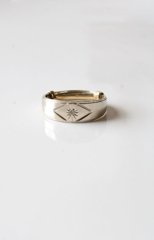 14K White Gold Diamon Men's Ring | Size 9/10