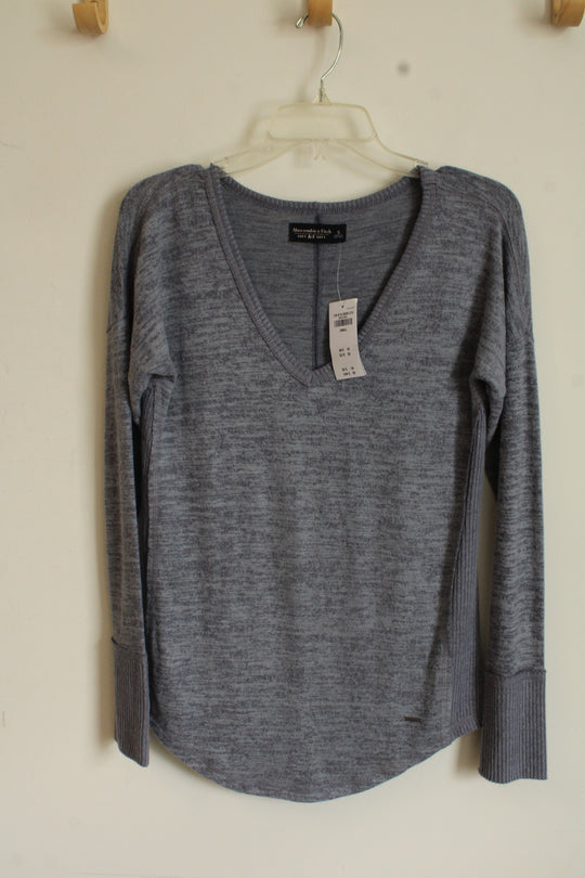 NEW Abercrombie & Fitch Blue Supersoft V-neck LS Top | S
