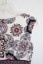 Dressbarn White Black Patterned A-Line Dress | 10