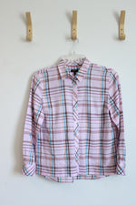 Talbots Pink Plaid Button Down Shirt | M Petite