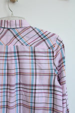 Talbots Pink Plaid Button Down Shirt | M Petite