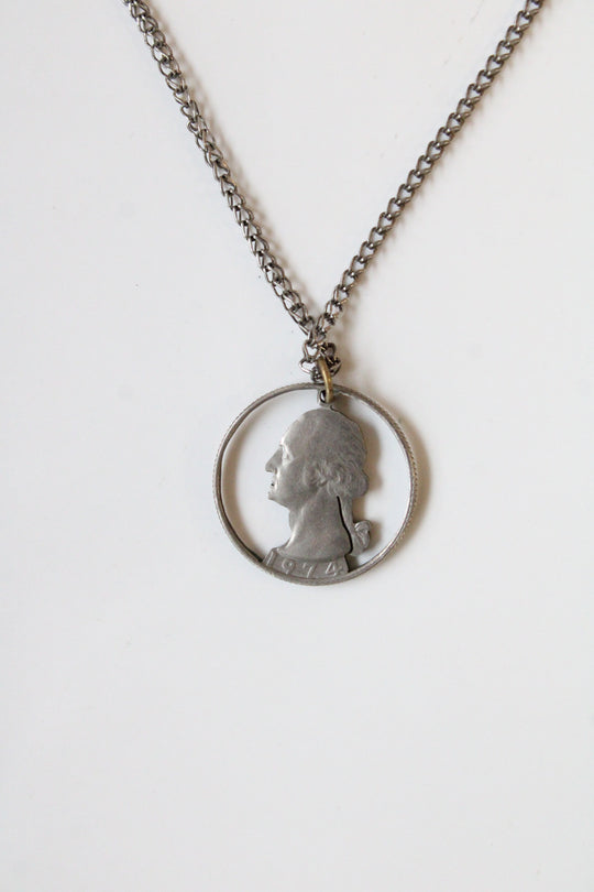 Cut Quarter Pendant Necklace