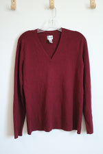 Chico's Burgundy Long Sleeve V-Neck Sweater | 3