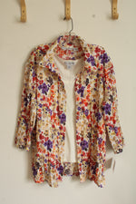 NEW Sag Harbor Orange, Red, Purple and Yellow Floral Lightweight Jacket with Attached Tank | XXL