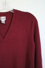 Chico's Burgundy Long Sleeve V-Neck Sweater | 3