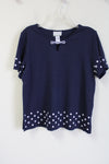 Christopher & Banks Navy Blue Studded Tee | M