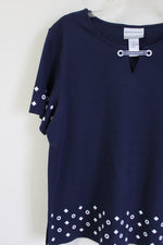 Christopher & Banks Navy Blue Studded Tee | M