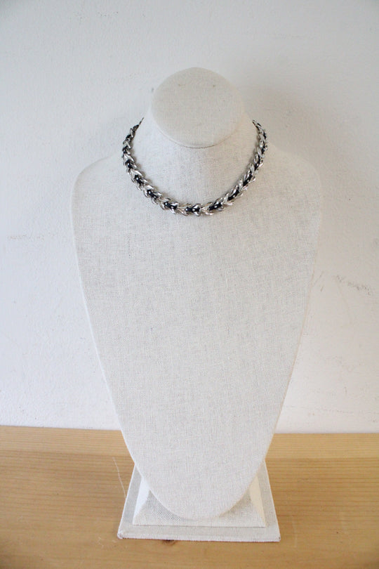 Black Ribbon Woven Chain Chocker Necklace