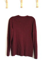 Chico's Burgundy Long Sleeve V-Neck Sweater | 3
