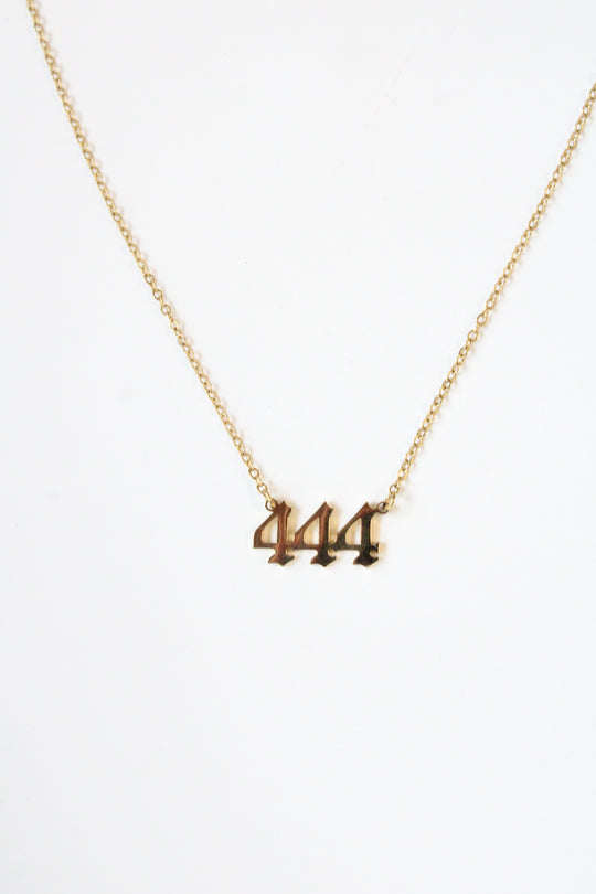 444 Angel Number Gold Tone Necklace