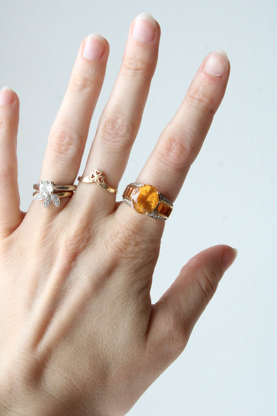 14K Orange Citrine Yellow Gold Ring | Size 7