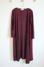 LuLaRoe Red Maroon Long Open Front Cardigan | M