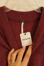 NEW Free People Muted Maroon Cashmere Sweater | S