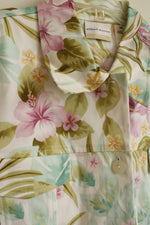 New Alfred Dunner Purple Green and Teal Tropical Floral Print Button-down Collared Jacket | 22W