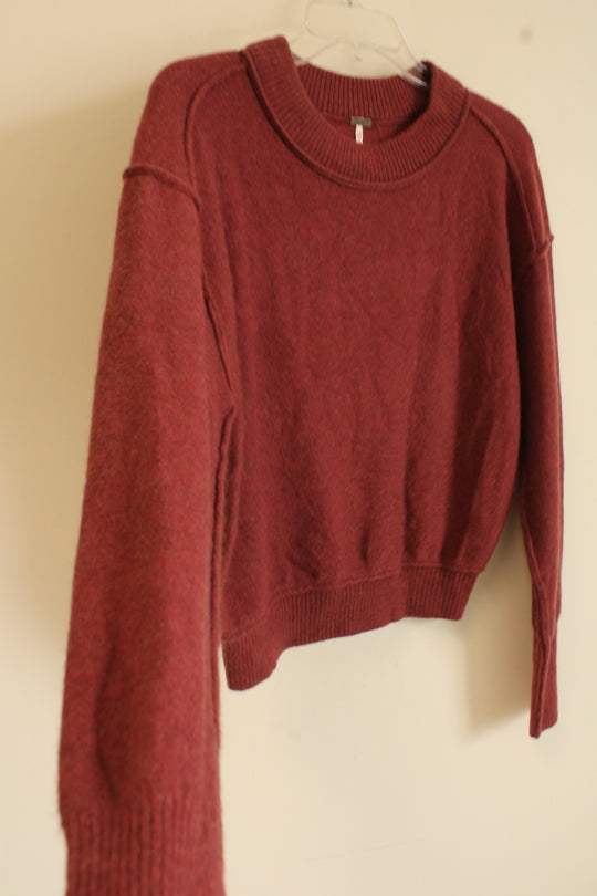 NEW Free People Muted Maroon Cashmere Sweater | S