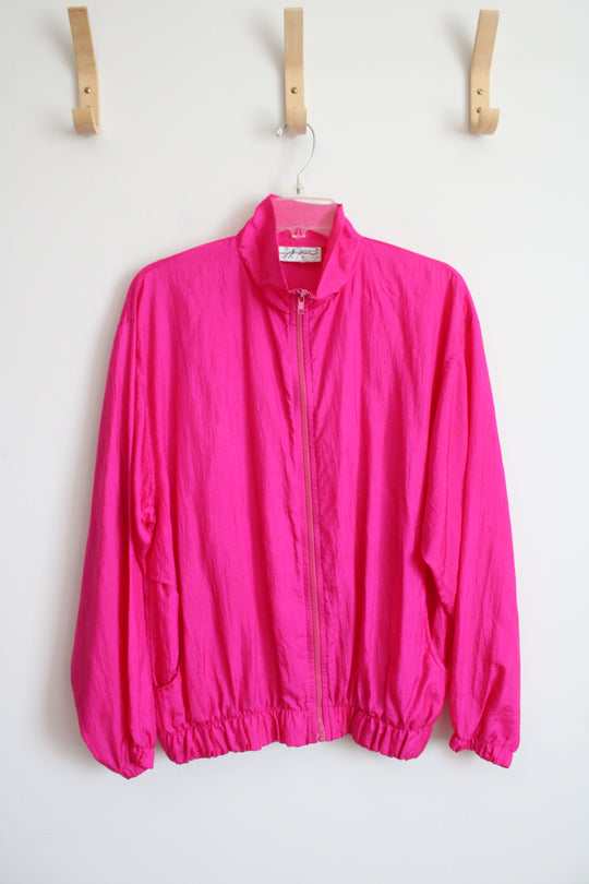 Vintage Aero Dynamics Hot Pink Lightweight Windbreaker Jacket | L