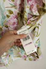 New Alfred Dunner Purple Green and Teal Tropical Floral Print Button-down Collared Jacket | 22W
