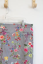 Zac & Rachel Black & White Checkered Colorful Floral Skort | 14