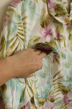 New Alfred Dunner Purple Green and Teal Tropical Floral Print Button-down Collared Jacket | 22W