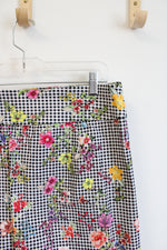 Zac & Rachel Black & White Checkered Colorful Floral Skort | 14